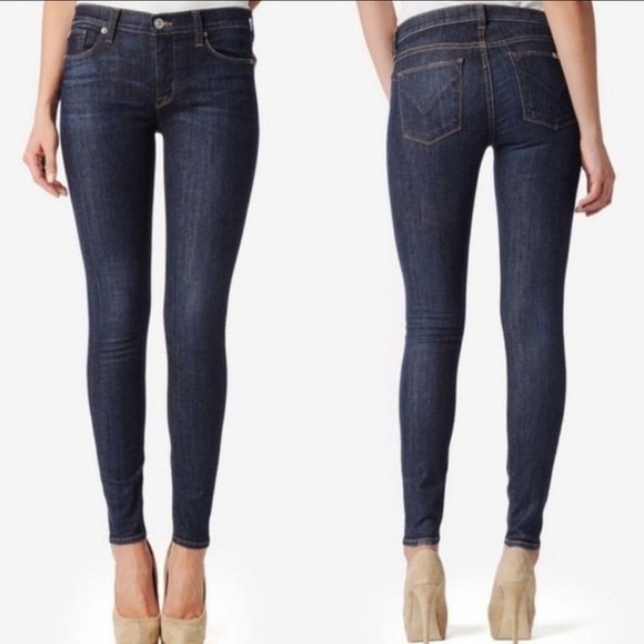 𝅺HUDSON Nico Super Skinny Jeans Dark Wash Mid Rise - Picture 1 of 8